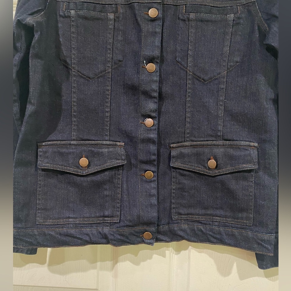 Eileen Fisher Dark Blue Jean Jacket - Picture 7 of 13